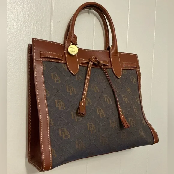 vintage Y2KDooney & Bourke Signature Logo Tassel Tote Handbag Made In Italy
